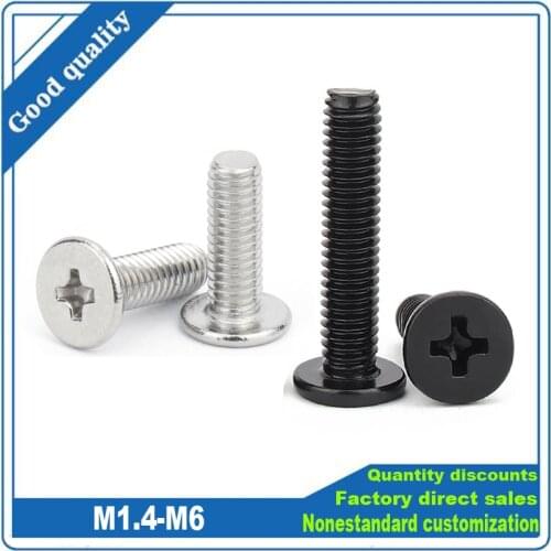 25/50pcs Mini Micro Phillips Wafer Flat Head Screw Bolt M1.2 M1.4 M1.6 M2 M2.5 M3 Laptop Notebook Computer Phone Glasses Screw