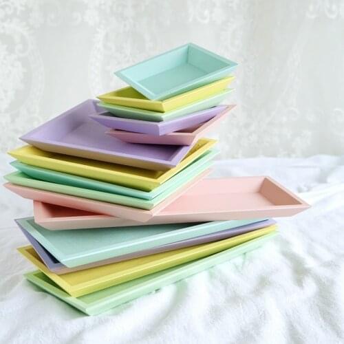 Nordic Style Macarons Storage Tray Desktop Hand-painted Snack Plate Cosmetic Dish Wood Tray Photography Props