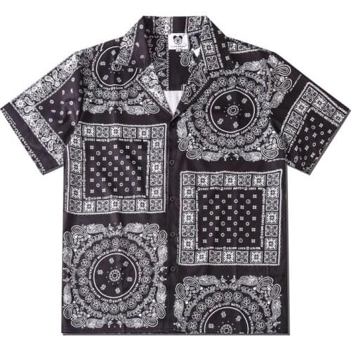 Mens Button Up Shirt Short Sleeve Men and Women Couples Ethnic Style Digital Printing Casual Lapel Loose Short-sleeved Shirt