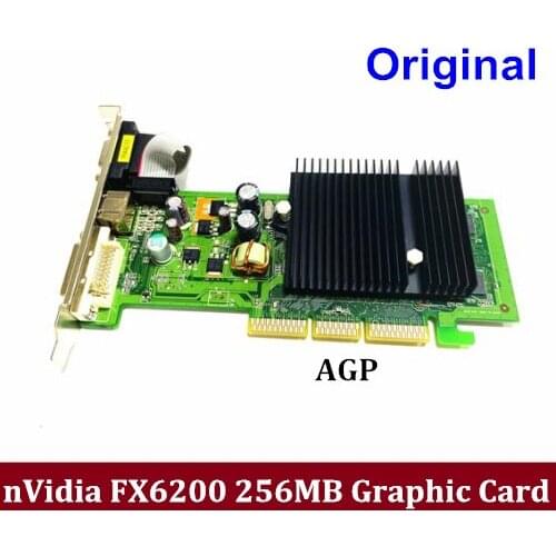 Original High Quality for nVIDIA FX6200 256M AGP Graphic card 8X DDR2 VGA+DVI FX 6200 AGP Video Card