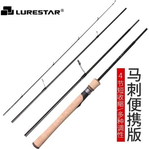 LURESTAR Full FUJI Parts 4 Sections Protable Travel Fishing Rod Multi Section Fishing Rod High Carbon Spinning Casting Rods