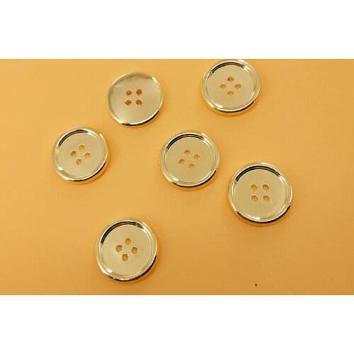 Sewing supplies Small round edge ABS plastic 4-hole 10mm button electroplating button thin edge eyelet gold plastic button