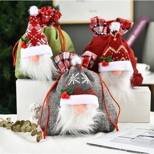 Christmas Santa Claus Candy Bag Faceless Doll candy bag gift for kids 2022 New year festival party decoration supplies