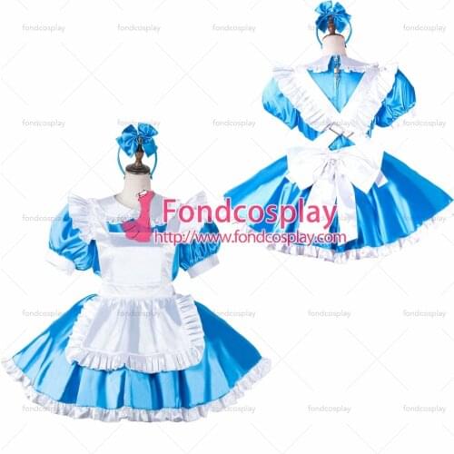 Sissy maid satin dress lockable Uniform cosplay costume Tailor-made[G2202]