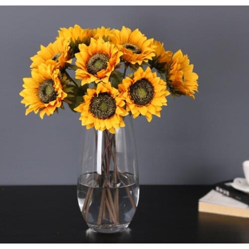 Single Stem Silk Large Artificial Sunflower Faux Sun Flowers Daisy Flower For Decoration