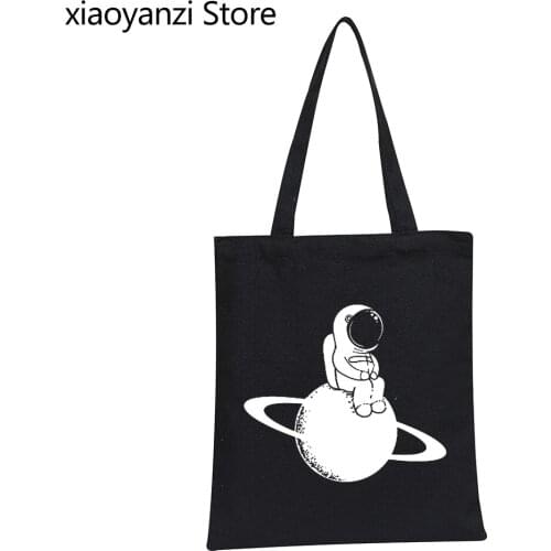 Women Men shoulder bags Tote Shopper Bag space moon Handbags casual Harajuku Tumblr Graphic Shopping Bag Wholesale SL-37-9902