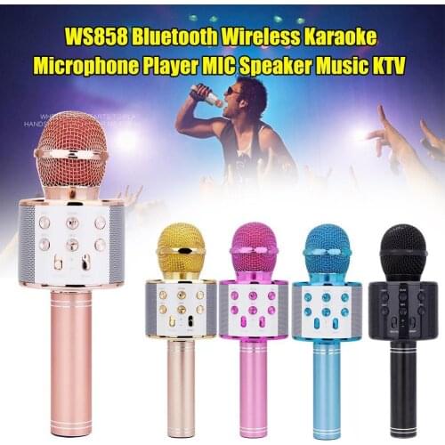 WS858 Handheld Wireless Bluetooth Microphones for Karaoke KTV Party Music Singing Handheld Microphone HD Music Player Microphone