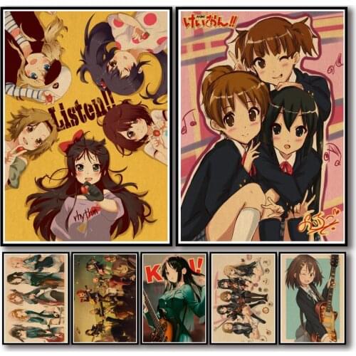 WTQ Canvas Painting Anime Posters K-ON! Wall Decor Retro Poster Wall Art Picture for Living Room Decoration Home Deco