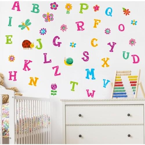 Vivid Cartoon colorful english alphabet wall stickers for kids rooms room decoration murals home decoration accessories