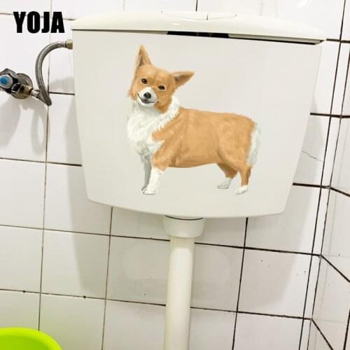YOJA 23CM×24.7CM Hand Drawn Corgi Puppy Kids Room Wall Stickers WC Toilet Decor Home Accessories T1-2574