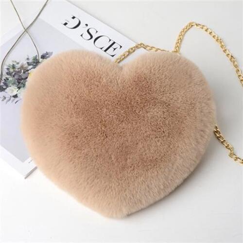 Faux fur ladies shoulder bag love female Messenger bag heart-shaped ladies handbag Valentines Day gift bags for women 2019 girl