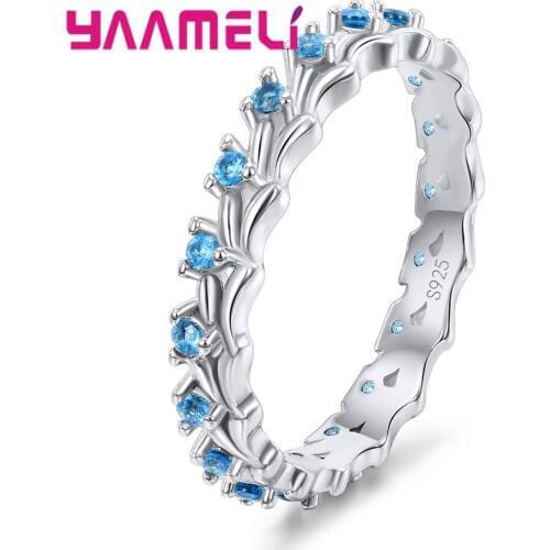 925 Sterling Silver Cross Ring For Women Wedding Engagement Rings Fashion Blue Zircon Anniversary Ring Bague Femme