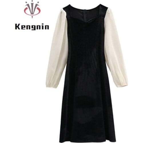 2021 French Style Vintage Women Dress Sashes Belt Bow Female Harajuku Robe Dress Short Sleeve Ladies Vestidos Dress KE1286