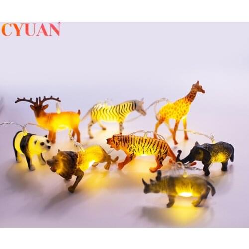 Animal String Light Dinosaur Fairy Lights Garland Jungle Safari Theme Party Decorations Kids Room Decor Birthday Party Supplies