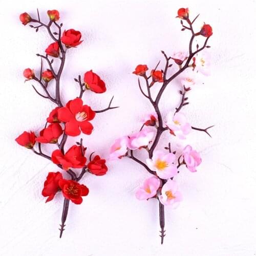1PC Artificial Plum Blossom Flower Branches Cake Decoration For Birthday Party Cake Baking Decoration
