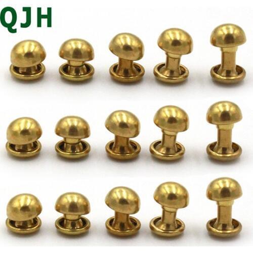 10PCS Pure Copper Round Double Cap Rivet Stud Collision Nail Metal Spike Rock Leathercraft Shoe Bag Belt Garment Bracelet