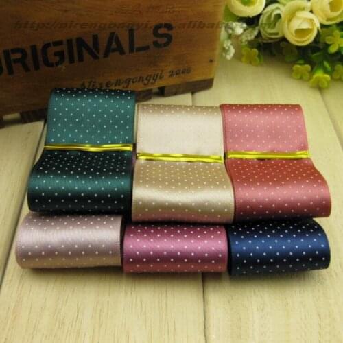 20 Meters 38mm Polyester Satin Dot Printing Ribbon for Wedding Party Decoration Invitation Card Gift Wrapping Apparel Sewing