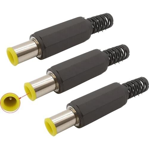 3Pcs Yellow Head 6.5mm x 4.4mm DC Power Male Plug Connector 6.5*4.4 mm DC Plugs DIY Repair Adapter