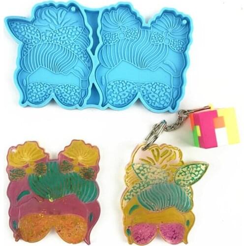 DIY 5477 Glasses Girl Keychain Silicone Epoxy Mold DIY Keychain Pendant Jewelry Crafting Mould for Valentine Love Gift