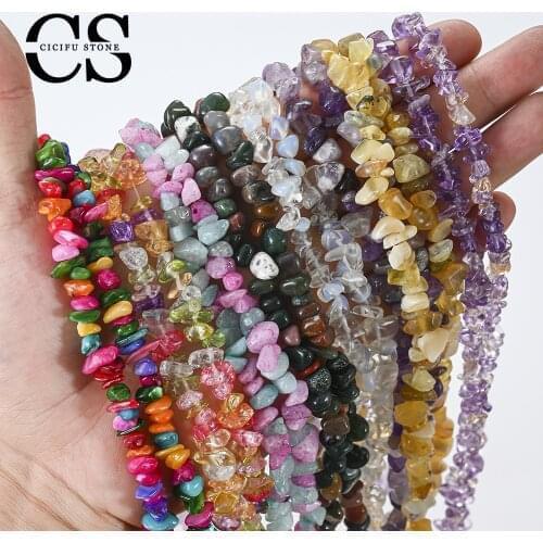 Irregular Freeform Chip Gravel Beads Agates Amazonite Jades Tiger Eye Beads for Jewelry Making DIY Bracelet Accessories 16inches