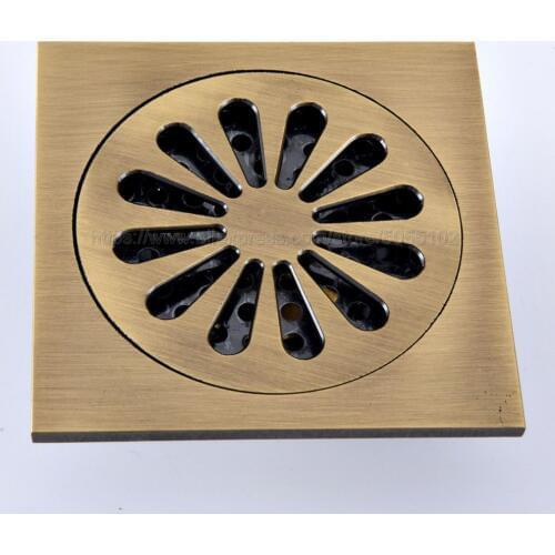 Antique Brass Shower Drain 10*10cm Floor Drain Bathroom Drain Building Material Square Water Drain Bathroom Accessories zhr076