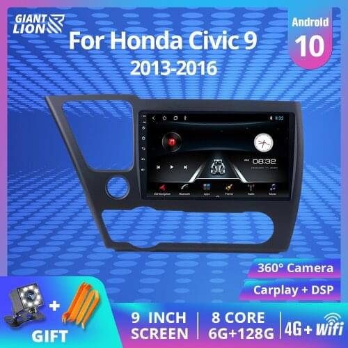 2DIN Android10 Car Radio For Honda Civic 9 2013-2016 Auto Radio GPS Navigation Stereo Receiver Bluetooth Player NO 2DIN DVD IGO
