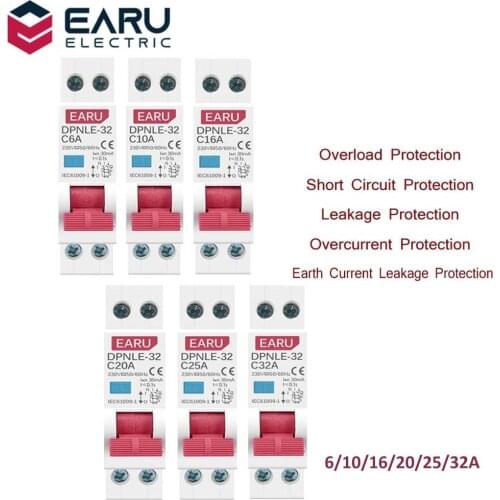 18MM Mini 230V 50/60Hz RCBO 1P+N 6KA Residual Current Differential Automatic Circuit Breaker Over Current Leakage Protection