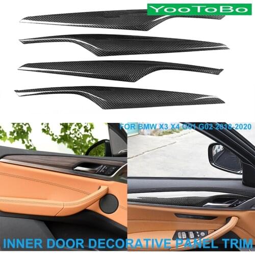 LHD RHD Car Styling Real Carbon Fiber Interior Inner Door Panel Trim Cover Decorative Sticker For BMW X3 X4 G01 G02 2018-2020