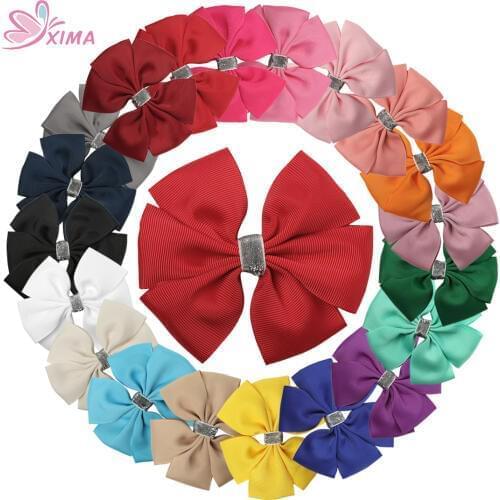 XIMA 20pcs/lot 4''DIY Kids Hair Bows WITHOUT CLIP Sliver Ribbon Knot Hair Bows Girls Hair Accessories