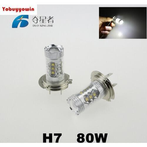 Big Promotion!!! H7 PX26d 477 80W High Power Car Auto Cree chip LED 6000-6500K Pure White carlights Fog Lights DRL Bulb 12V-24V