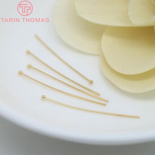 10PCS 18MM 30MM 40MM 24K Champagne Gold Color Plated Brass Ball Pins Connect Beads Pins High Quality Diy Jewelry Accessories