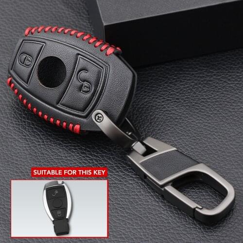 New Leather Car Key Covers Case Set Holder For Mercedes Benz A Class W169 B C E S R C200E 260L Glk300 Car Key Case Key Chain Key