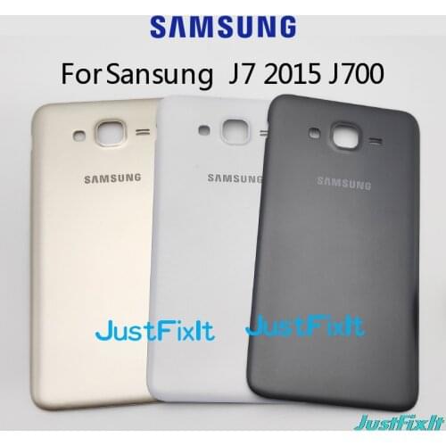 For SAMSUNG Galaxy J7 2015 J700 J700F J700H J700M SM-J700F Back Battery Cover Door Rear Glass Housing Case Replace Battery Cover
