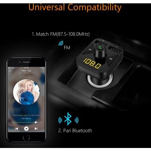 Car Bluetooth 5.0 FM Transmitter Wireless Handsfree Audio Receiver Auto MP3 Player 3.1A Dual USB Fast Charger Car Accessories