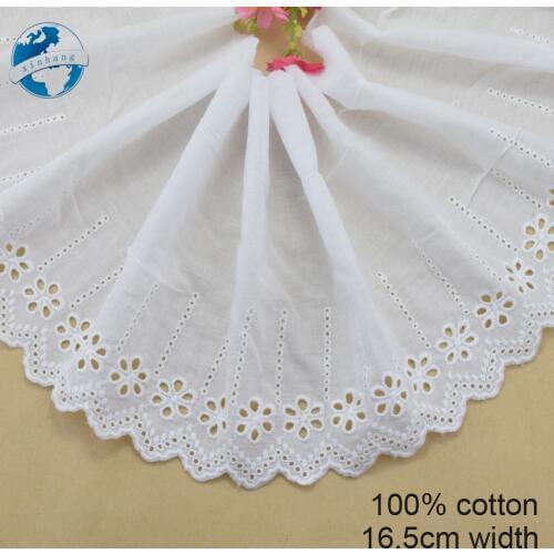 16.5cm 100% Cotton embroid lace sewing ribbon guipure trim fabric warp knitting DIY Garment Accessories free shipping#3256
