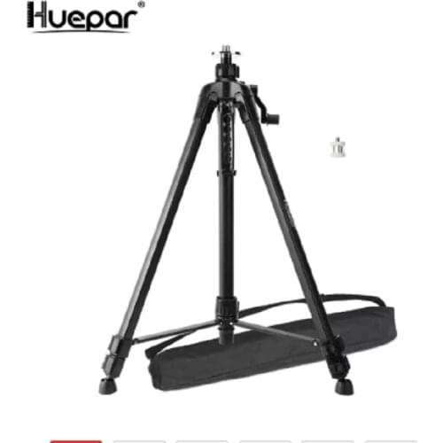 Huepar 1.6M Laser Level Tripod Aluminum Flat Head Adjustable Height Tripod Stand with Handle Bubble for Self leveling Level
