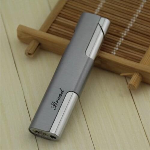 Classic Simple Electroplating Windproof Cigar Butane Gas Fashion Cigarette Lighter Straight Into The Red Flame Mens Gadgets
