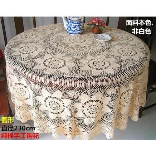 Pure cotton handmade crocheted tablecloth round large size diameter 235cm special price