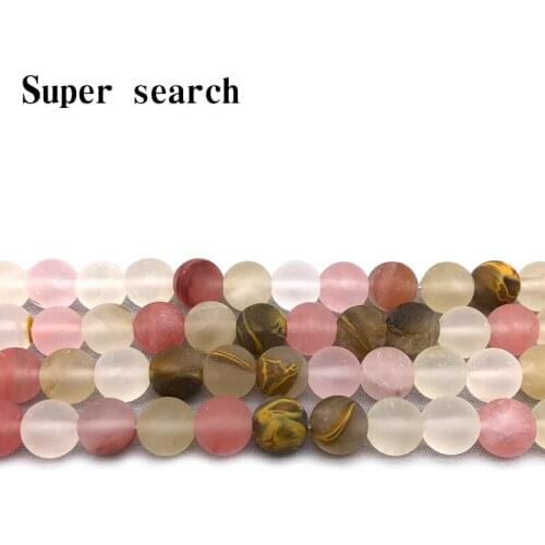 Fashion watermelon Tourmaline crystal stone4mm 6mm 8mm 10mm 12mmRound loose beads matte diy jewelry making 15" Inch for bracelet