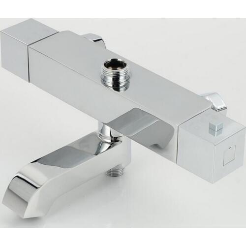 Brass thermostatic shower faucet mixing valve, Dual handle wall mounted shower faucet, Copper bathroom thermostatic faucet bath