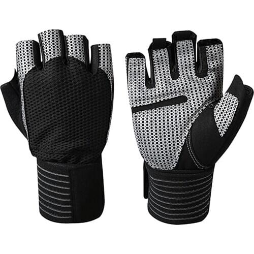 Men Women Autumn Winter Half Finger Anti Slip Extension Bracer Sports Gloves