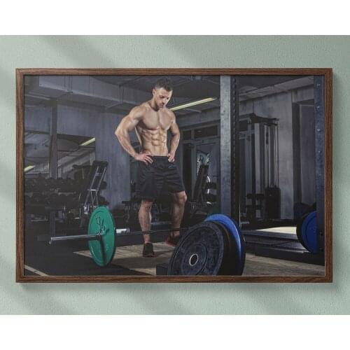 Fitness Bodybuilding Man Strong Muscles Exhibition Healthy Body 20 Wall Sticker Silk Fabric Poster Art Indoor Decor Bright