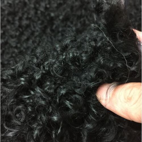 Dyed black plate Curly Genuine Lamb hair fur material size 50CM*110CM piece