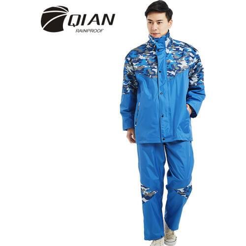 QIAN Impermeable Raincoat Women/Men Suit Rain Coat Outdoor Women Hood Motorcycle Raincoat Camping Fishing Rain Gear Poncho
