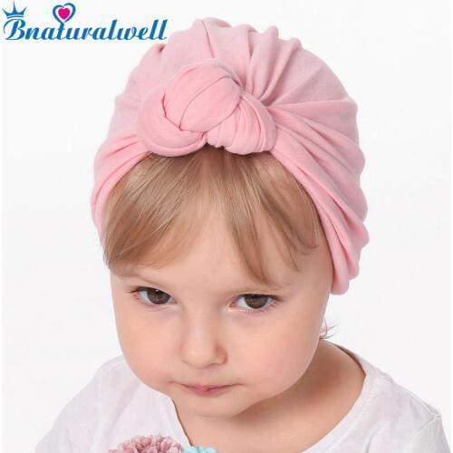 New Baby Knot turban hat Stretchy Cloche Cap Turban Bowknot Newborn Cap Spring Autumn Kids Hats Beanie Accessories H151D