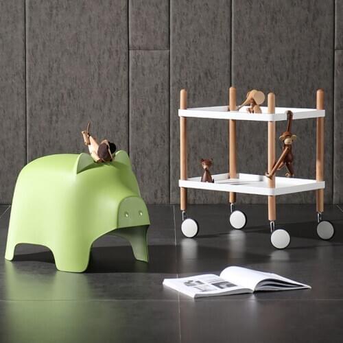 Nordic Hotel Dining Car Tea Trolley Household Three-storey Chafing Dish Shelf Multi-functional Mobile Solid Wood Wine Trolley