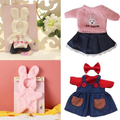30cm Rabbit Doll Clothes Cute Bunny Cat Bear Plush Toys Soft Dress Skirt Sweater Play Dolls Accessories for 1/6 BJD Doll Gifts