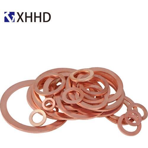 Flat Copper Washer Metal Solid Gasket Sump Plug Oil Seal Ring Fitting Fastener HardwareM5 M6 M8 M10 M12 M14 M16 M18 M20 M22 M24