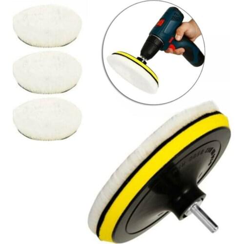 5pcs/set 3/4/5/7inch Car Polishing Pads Soft Wool Machine Waxing Polisher Car Body Buffing Wheel Mop Kit M10 M14