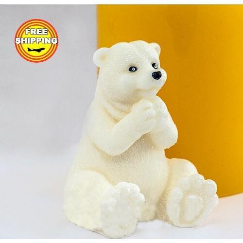 Polar bear soap mold Food-grade silicone moulds 3d handmade animal soap and candle mold with high quality Przy wholesale